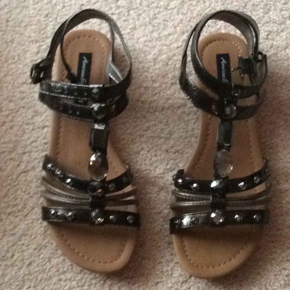 Pewter gladiator style sandals